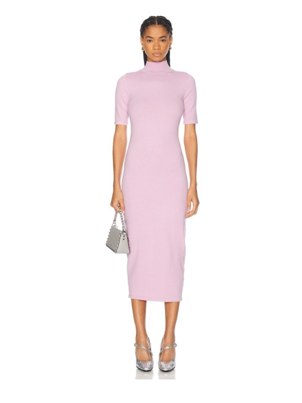 SER.O.YA Jana Short-Sleeve Knit Midi Dress in Pink